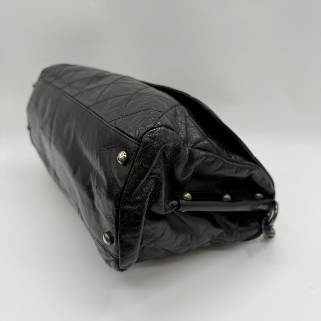 Chanel CC Boy Black Lambskin Satchel Handbag