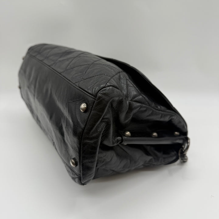 Chanel CC Boy Black Lambskin Satchel Handbag
