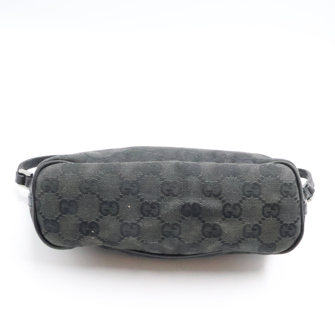 Gucci GG Supreme Black Boat Pochette Handbag