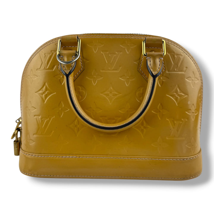 Louis Vuitton Alma BB Beige Vernis Patent Leather Monogram Handbag