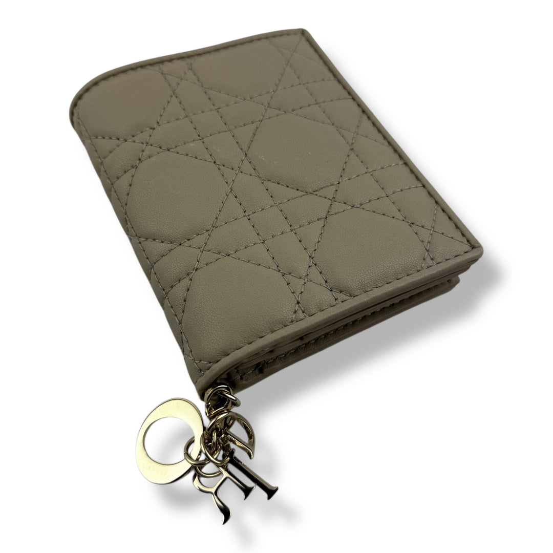 Mini Lady Dior Gardenia Wallet Powder Beige Cannage Lambskin