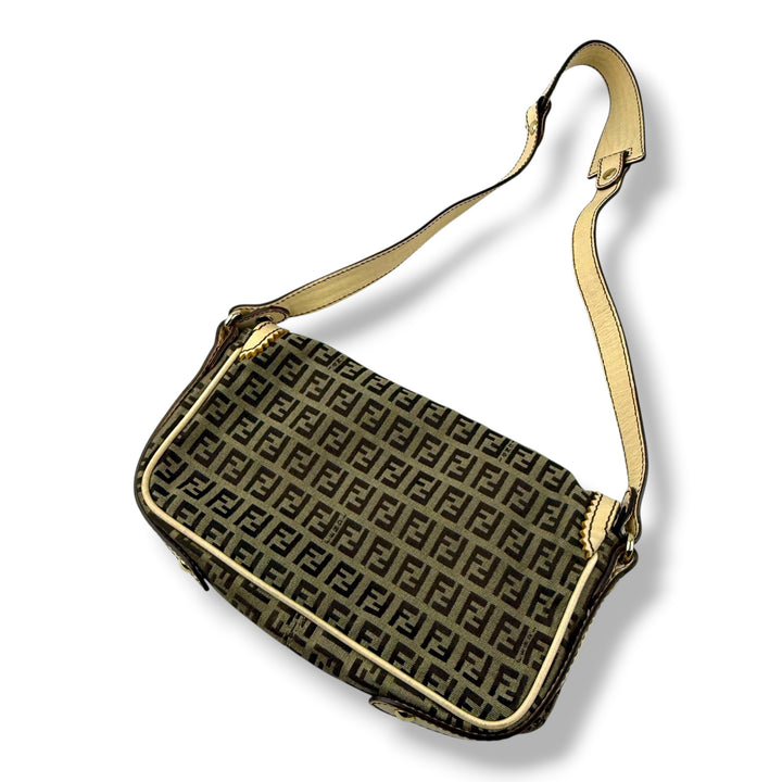 Fendi Beige Zucca Canvas Shoulder Handbag