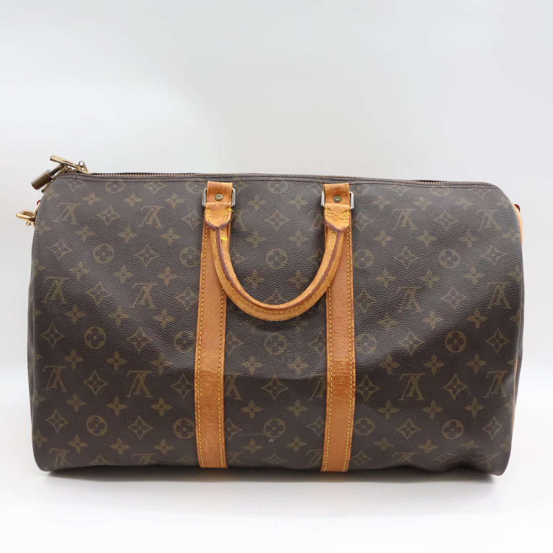 Louis Vuitton Bandouliere Vintage Brown Monogram 45 Keepall Duffle Bag