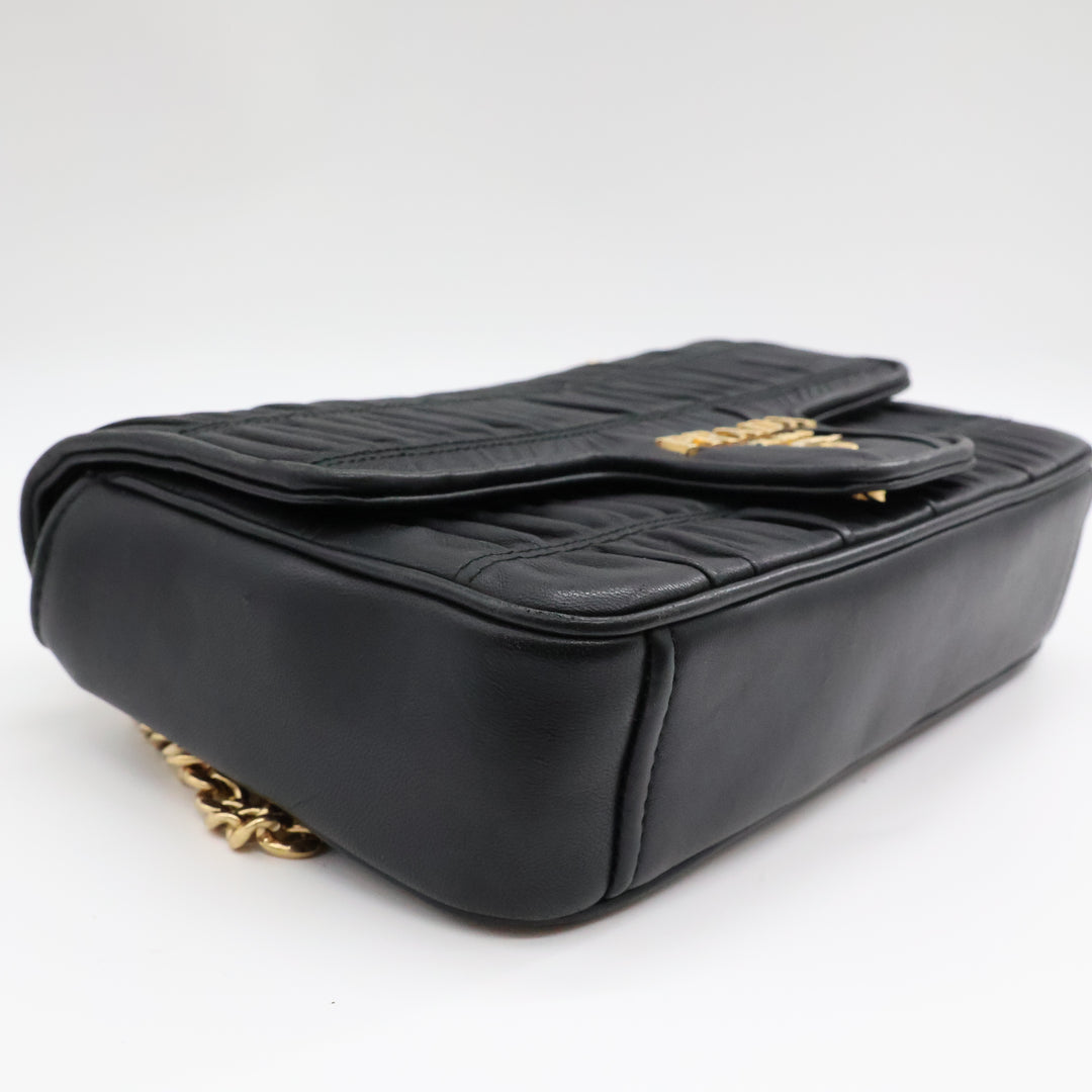 Prada Nappa Gaufre Black Leather Shoulder Handbag
