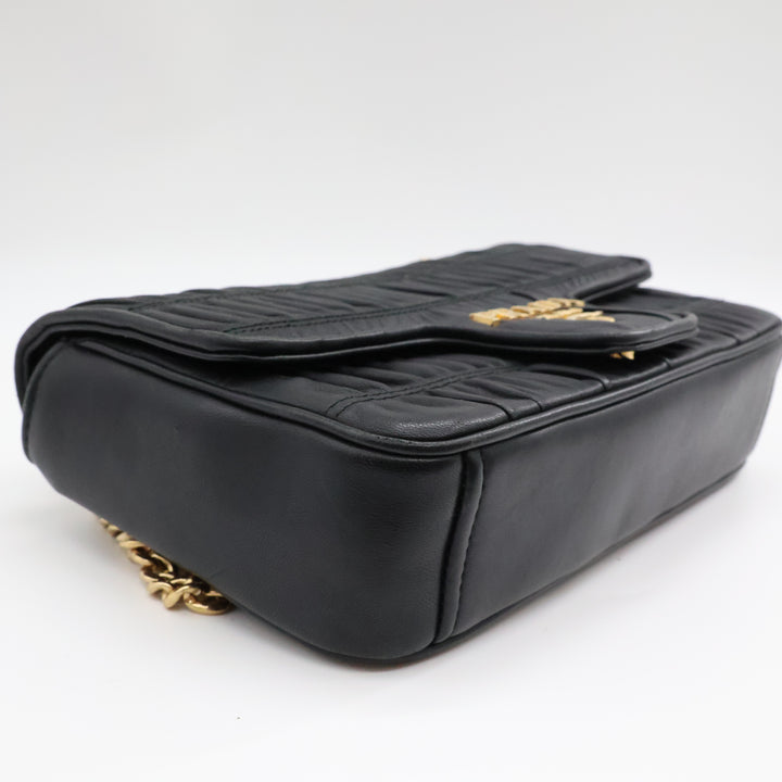 Prada Nappa Gaufre Black Leather Shoulder Handbag
