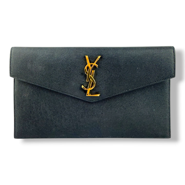 Saint Laurent YSL Uptown Black Leather Clutch Bag