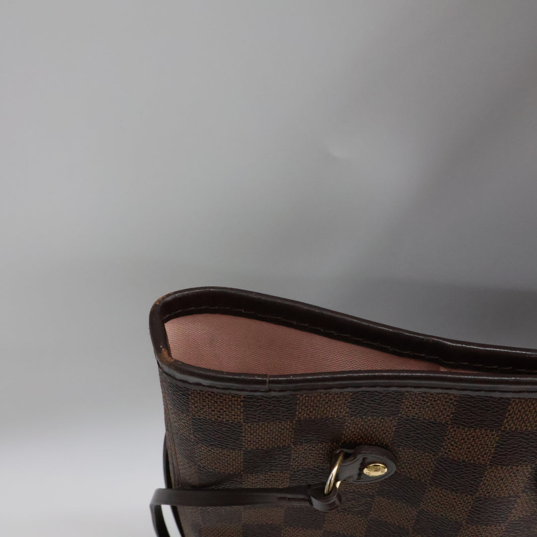 Louis Vuitton Brown Damier Neverfull MM Handbag W/ Clutch Pouch