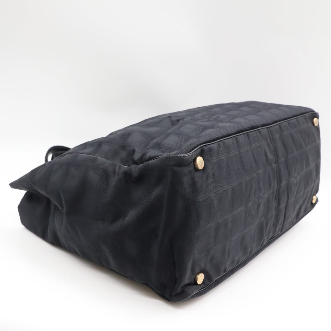 Chanel Black Travel Line Canvas Tote Handbag
