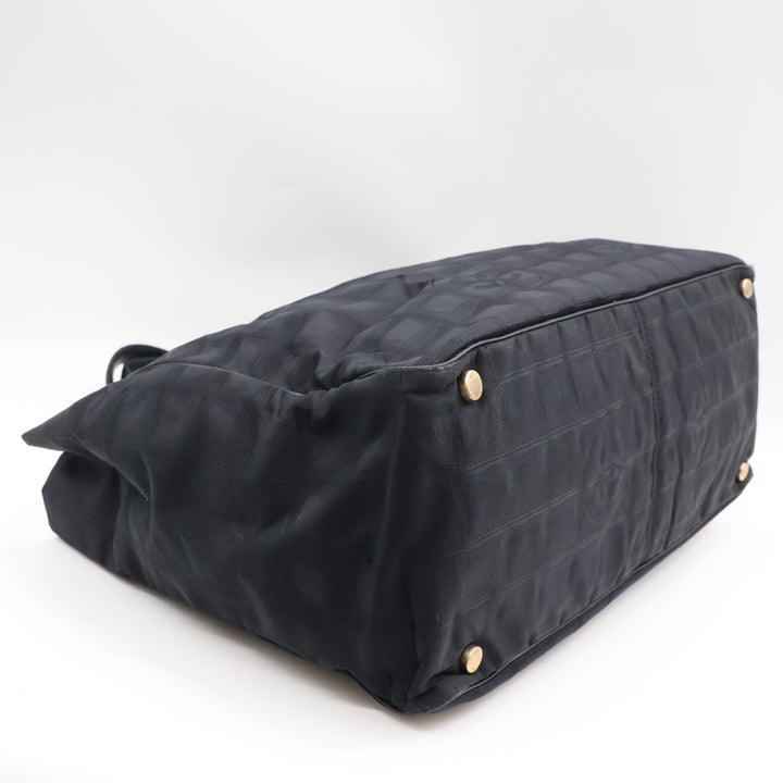 Chanel Black Travel Line Canvas Tote Handbag