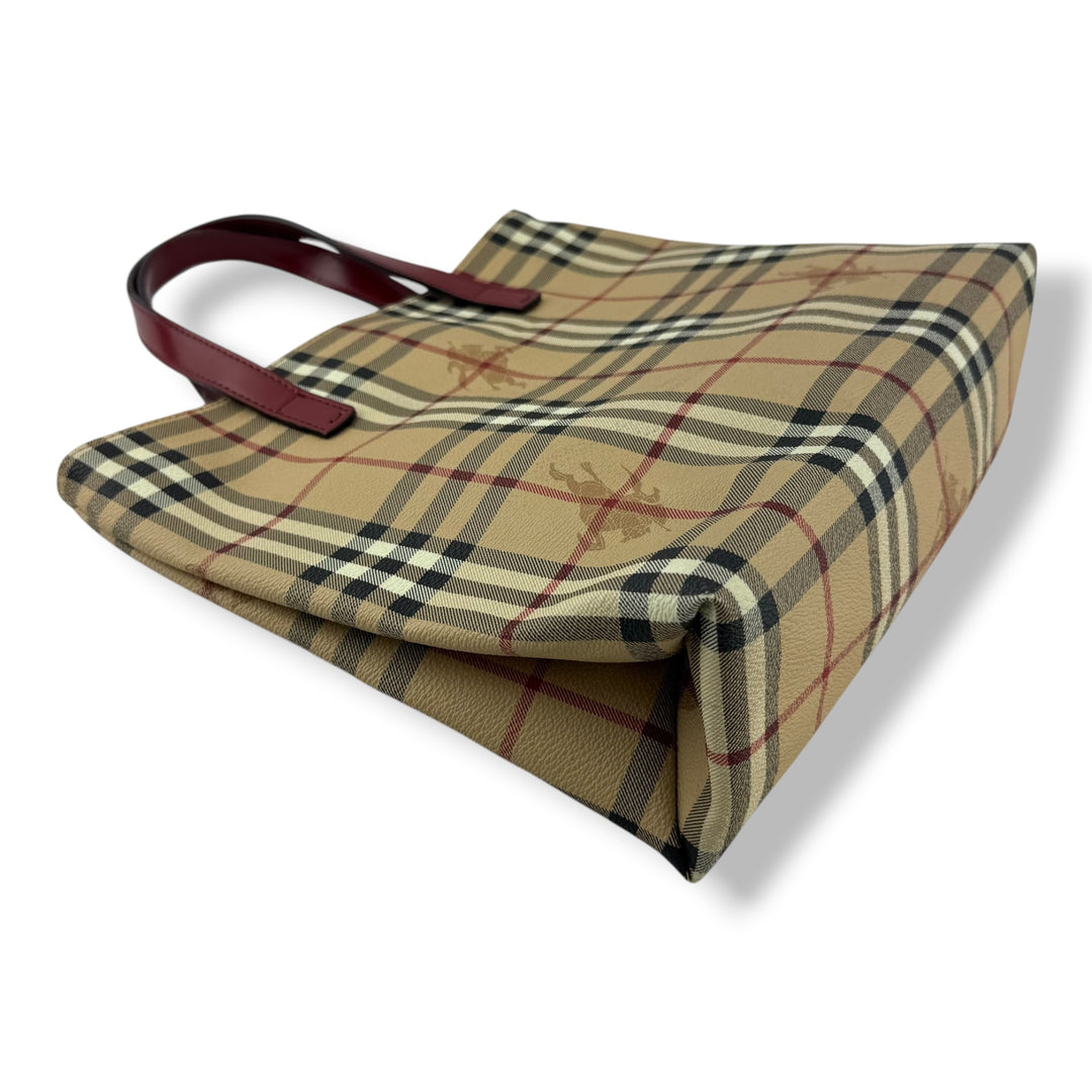 Burberry Beige Haymarket Vintage Check Tote Bag