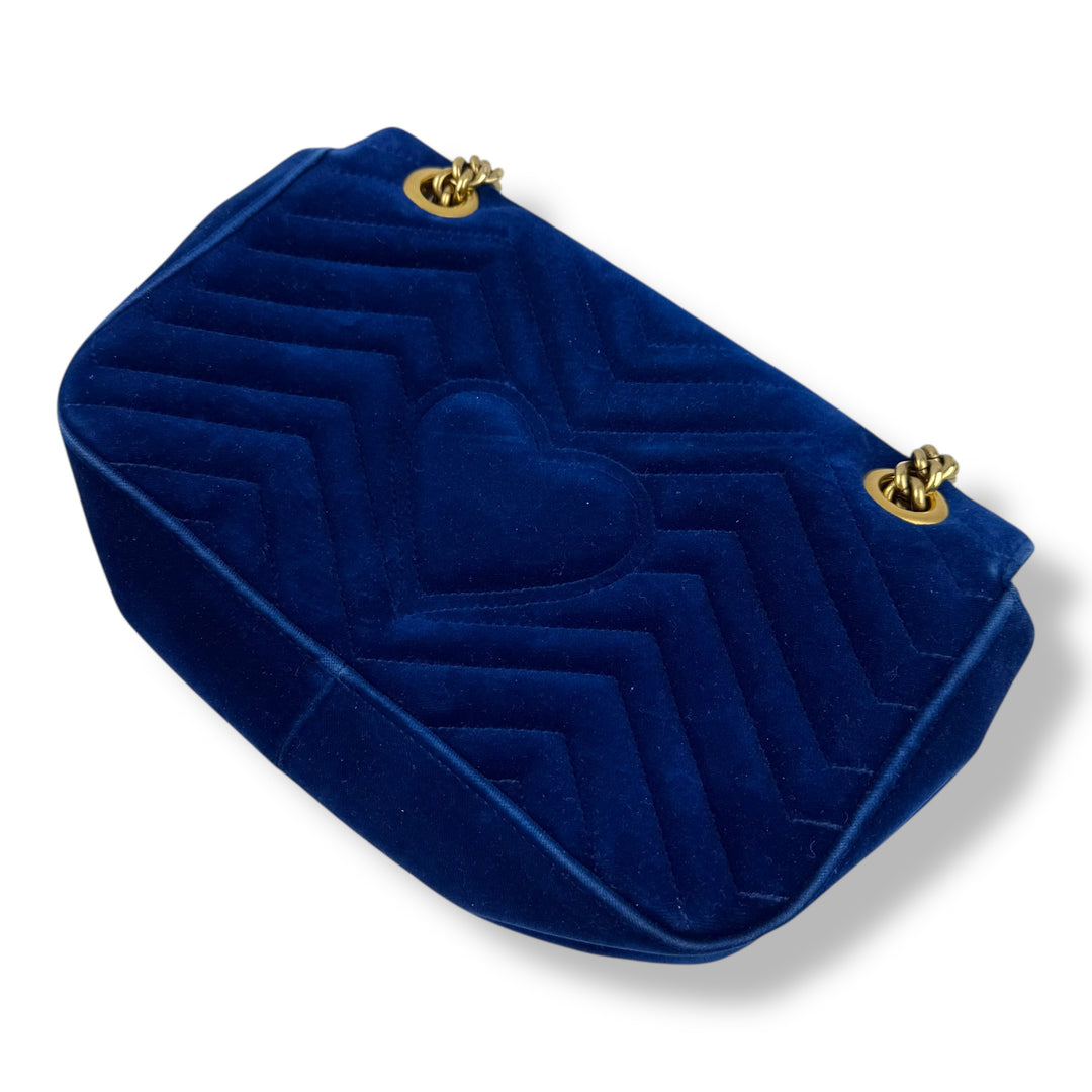 Gucci GG Marmont Blue Velvet Small Handbag