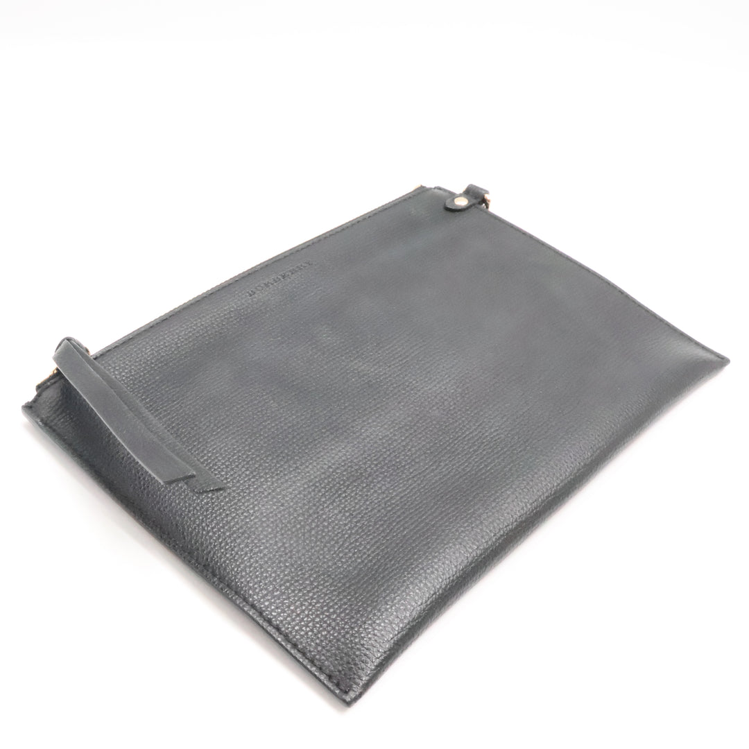 Burberry Black Leather Clutch Handbag