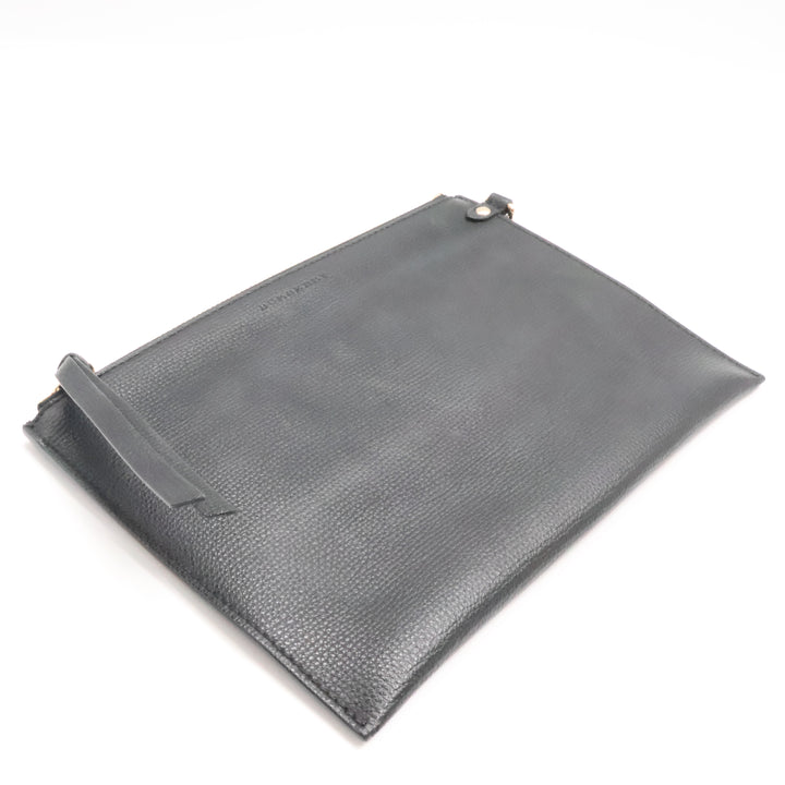 Burberry Black Leather Clutch Handbag