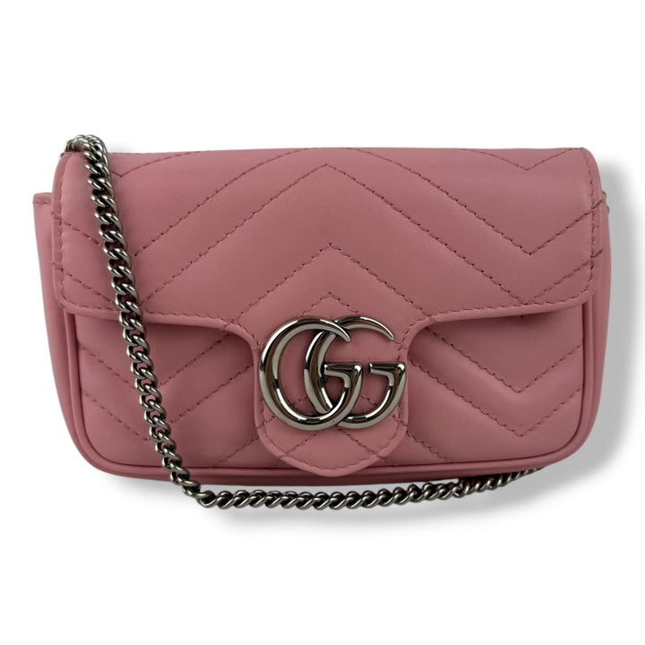 Gucci GG Marmont Pink Leather Super Mini Handbag