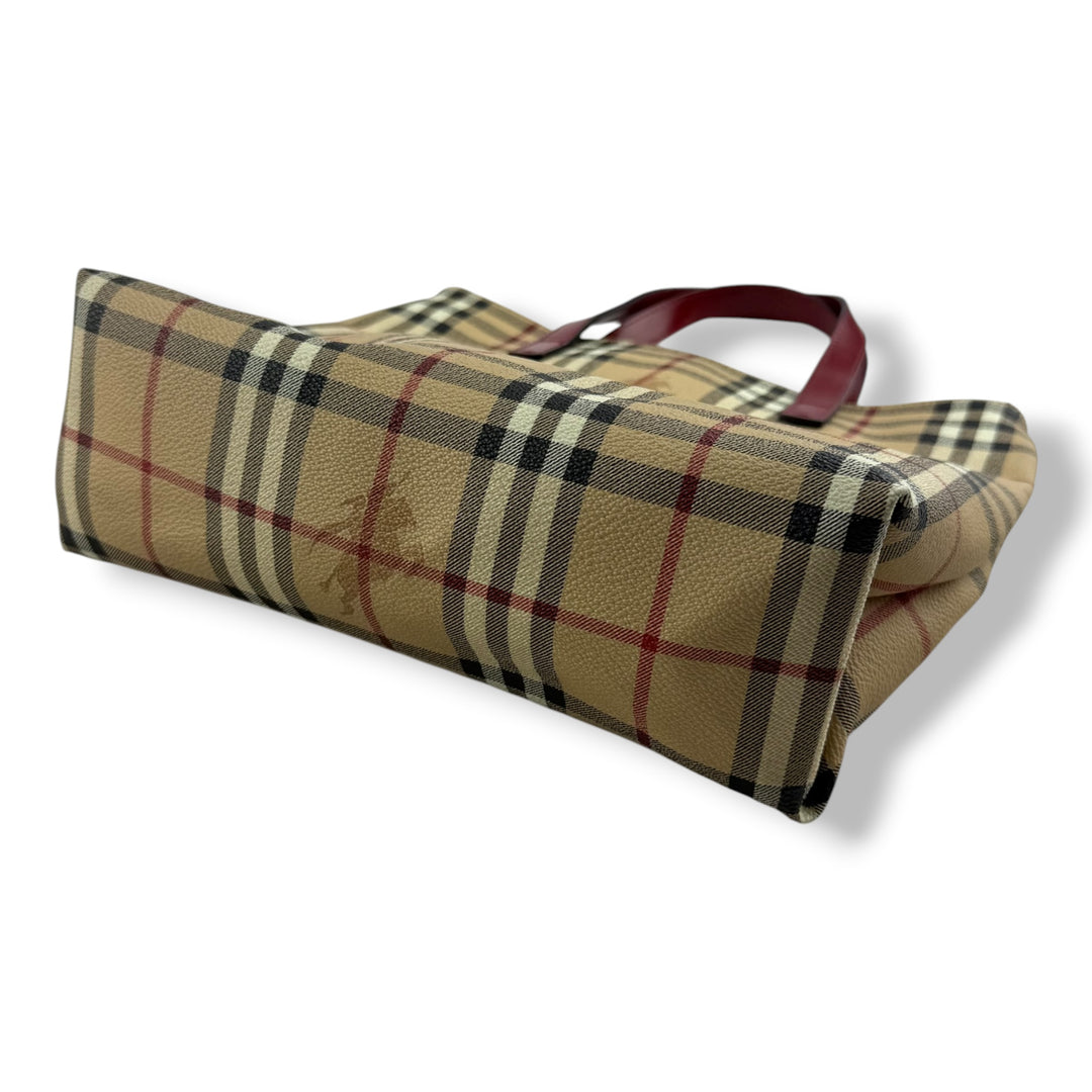 Burberry Beige Haymarket Vintage Check Tote Bag