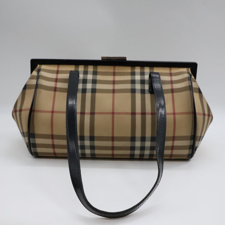 Burberry Nova Vintage Check Beige Bowling Tote Handbag