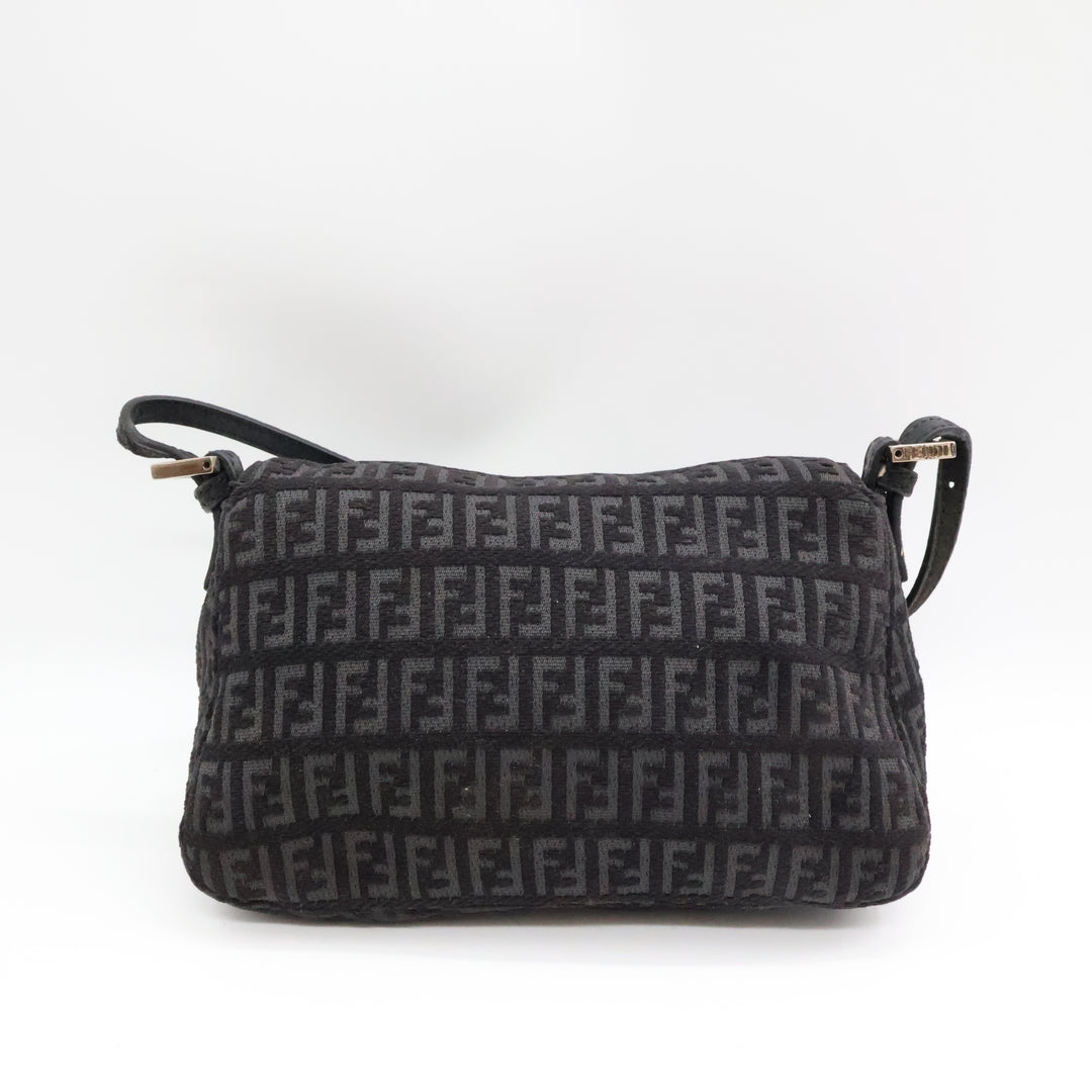 Fendi FF Zucca Mamma Baguette Black Shoulder Handbag