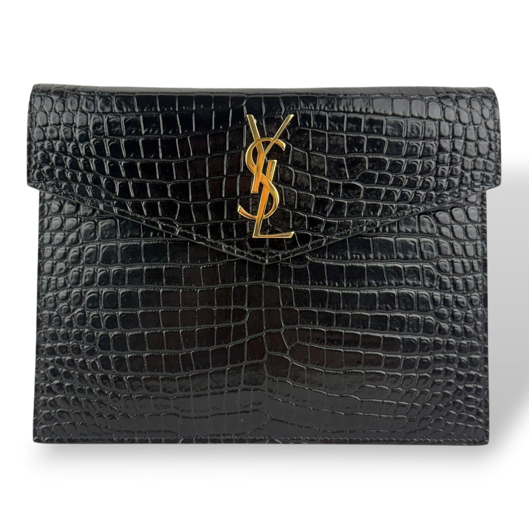 Saint Laurent YSL Uptown Black Leather Clutch Bag