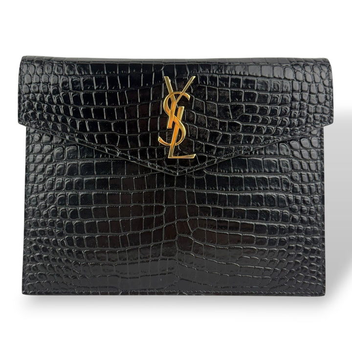 Saint Laurent YSL Uptown Black Leather Clutch Bag