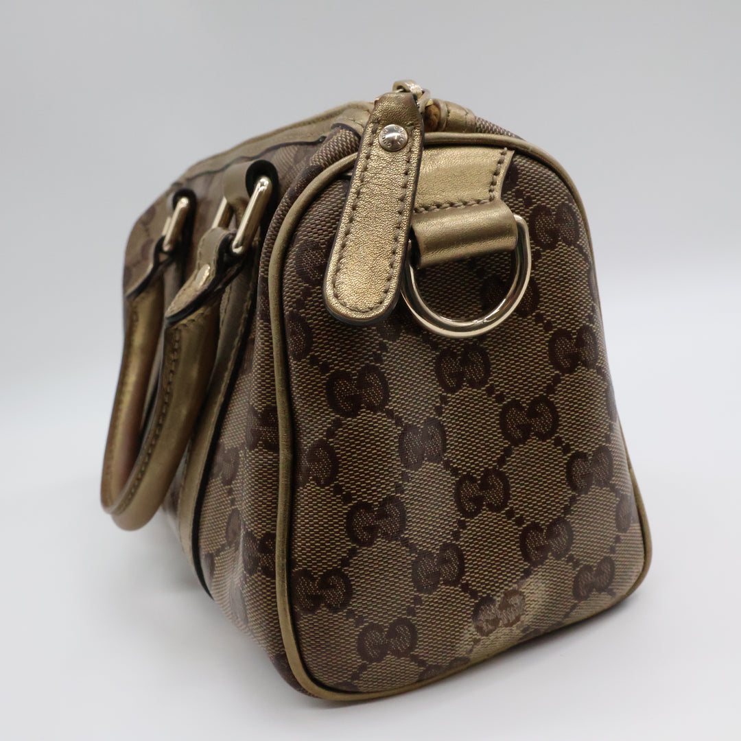 Gucci GG Gold/Beige Boston Canvas Bag