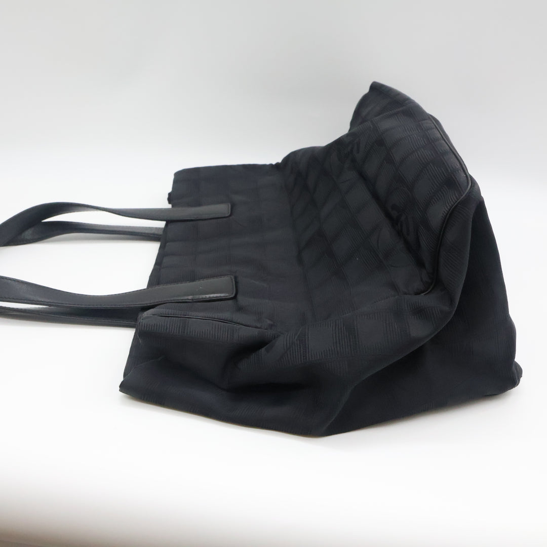 Chanel Black Travel Line Canvas Tote Handbag