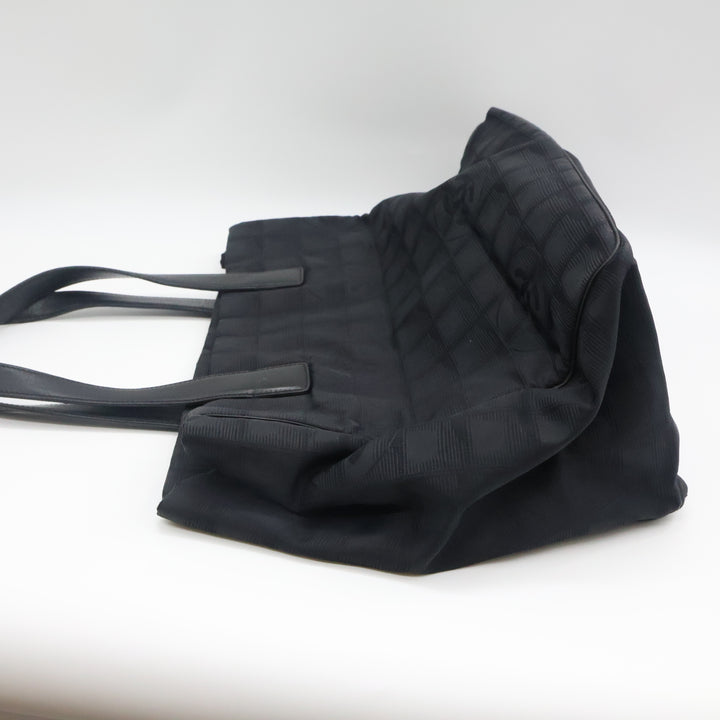 Chanel Black Travel Line Canvas Tote Handbag