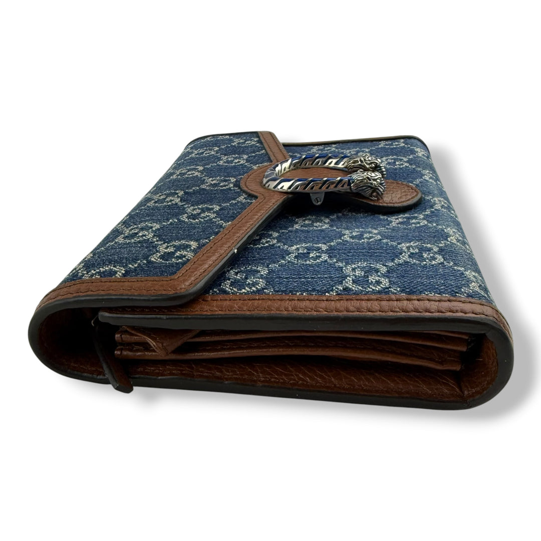 Gucci GG Denim Dionysus Wallet On Chain Handbag