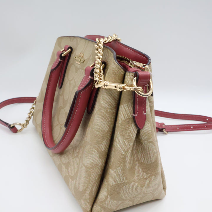 Coach Carryall Satchel Beige/Pink