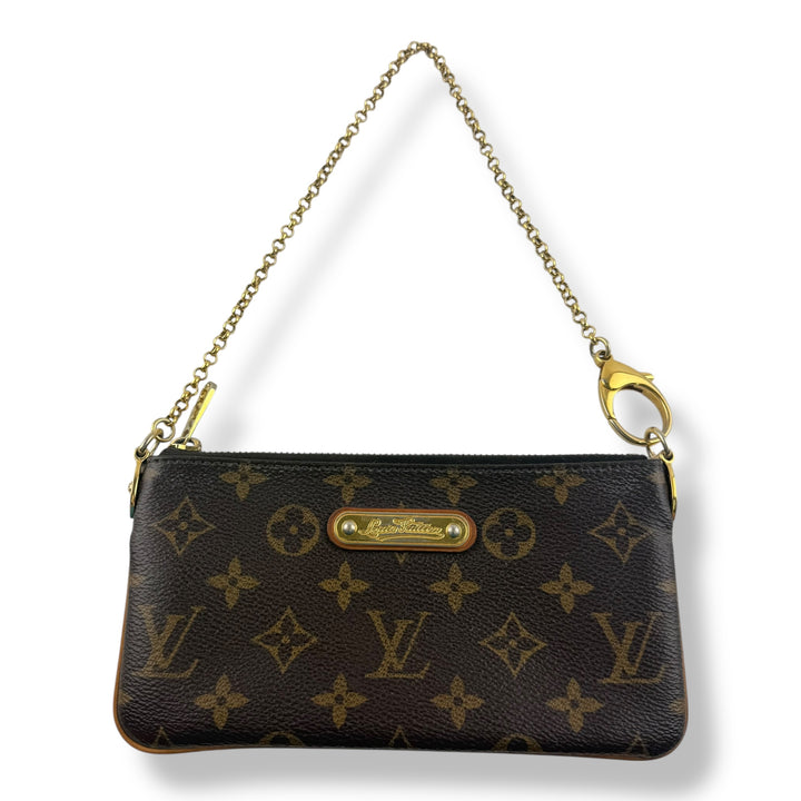 Louis Vuitton Milla MM Pochette Brown Monogram Wallet on Chain Handbag