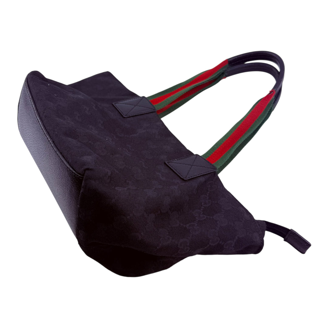 Gucci Sherry Tote Black GG Monogram Handbag