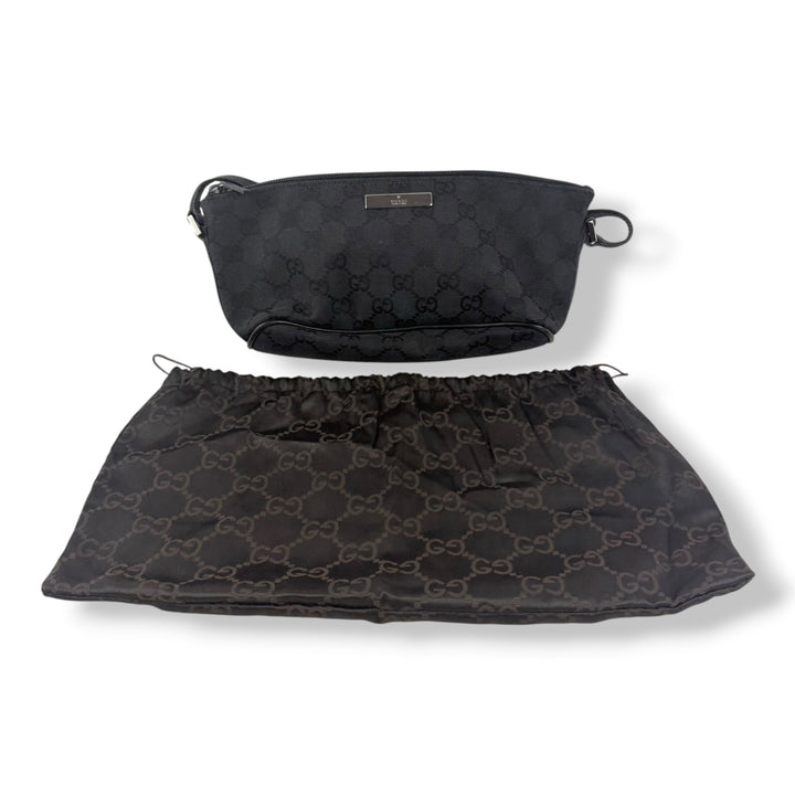 Gucci GG Supreme Black Boat Pochette Handbag