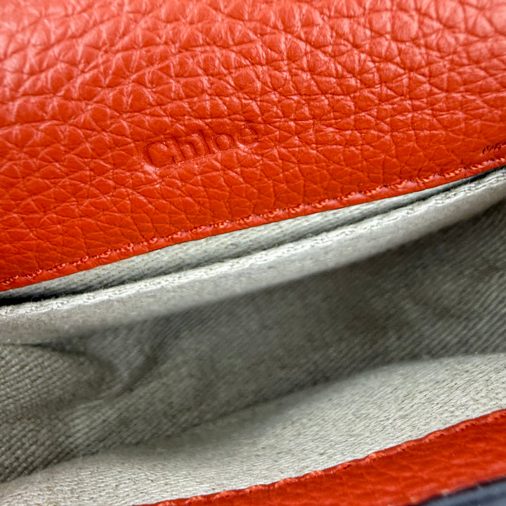 Chloe Marcie Mini Grained Leather Saddle Red Handbag