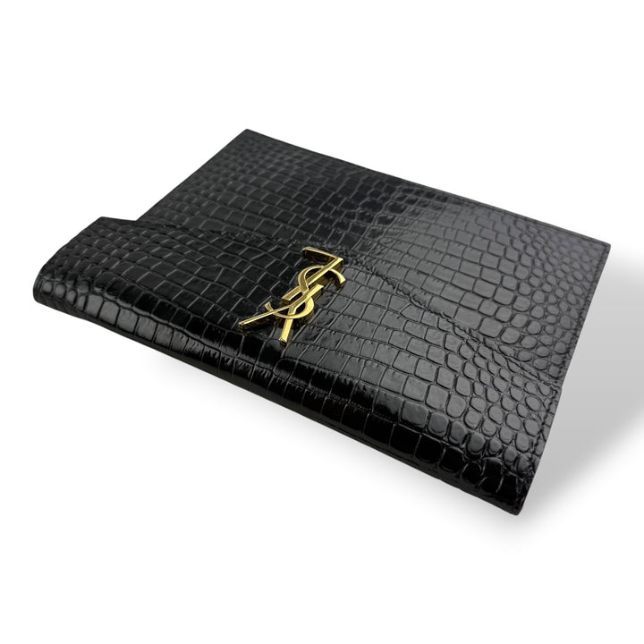 Saint Laurent YSL Uptown Black Leather Clutch Bag