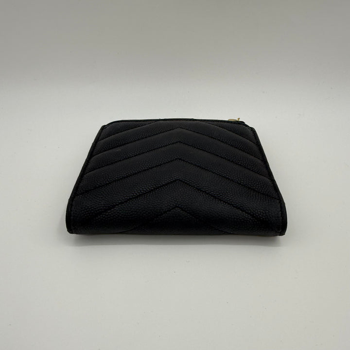 YSL Saint Laurent Black Cassandre Bifold Wallet