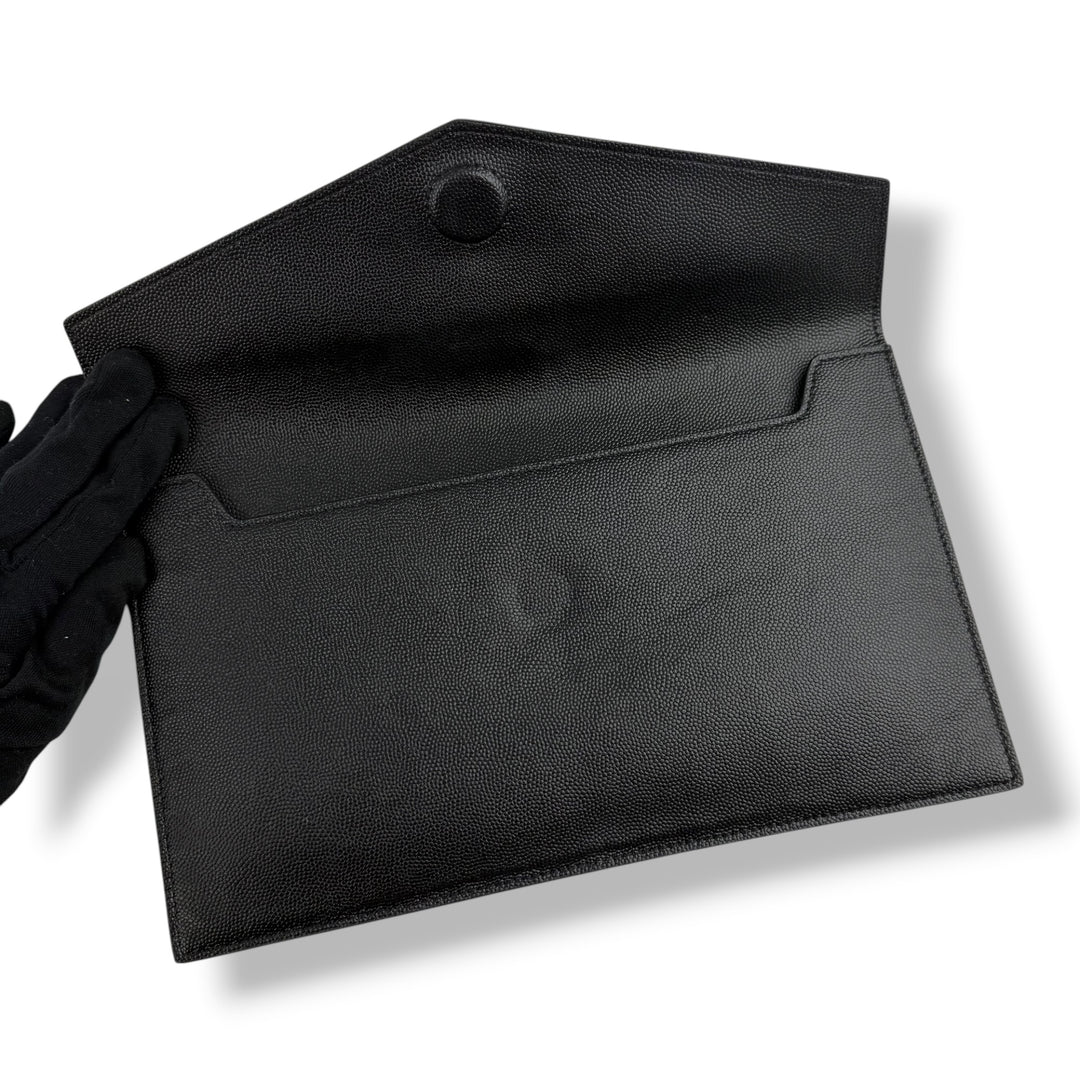 Saint Laurent YSL Uptown Black Leather Clutch Bag
