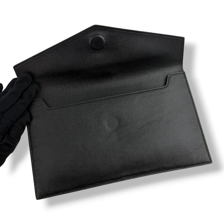 Saint Laurent YSL Uptown Black Leather Clutch Bag