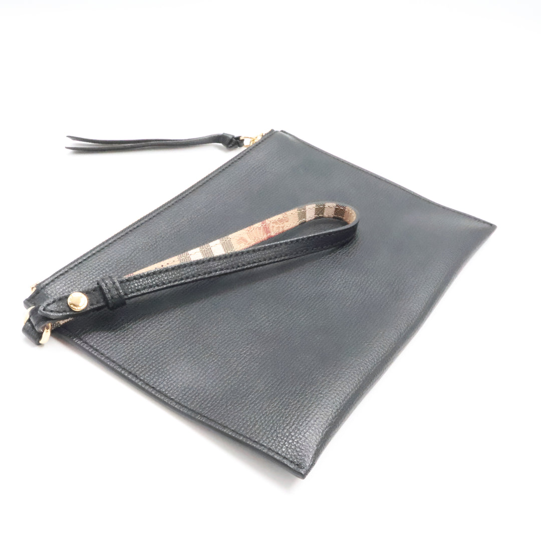 Burberry Black Leather Clutch Handbag