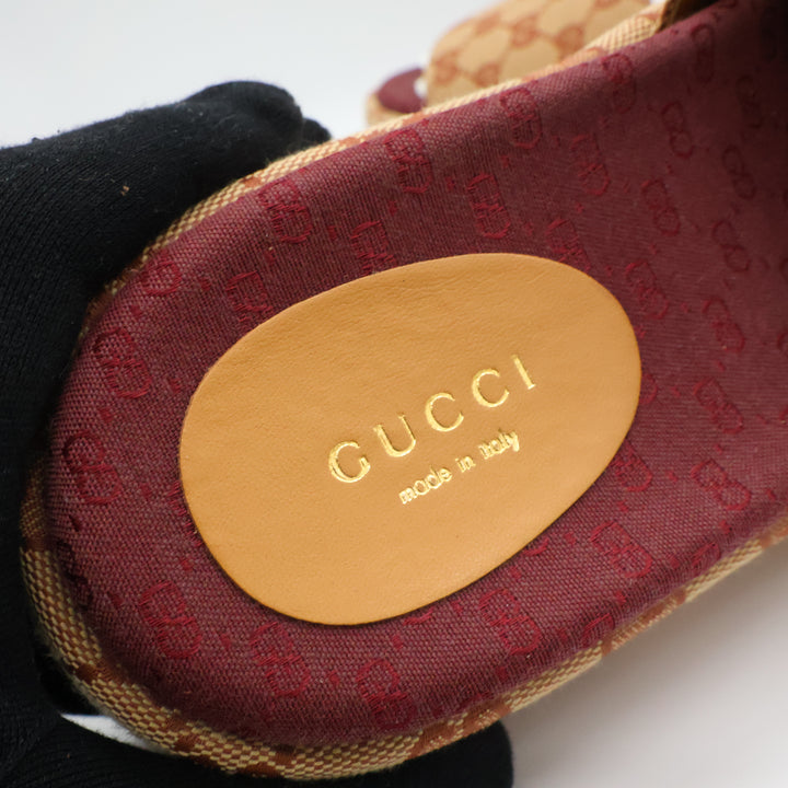 Gucci Beige/Burgundy GG Platform Sandals UK 5.5 / EU 38.5