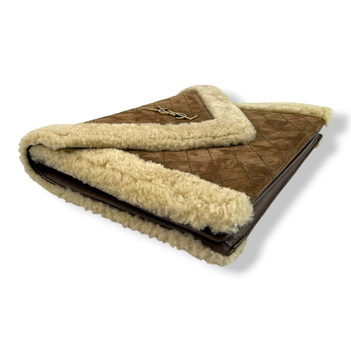 YSL Saint Laurent Gaby Brown Suede Shoulder Bag