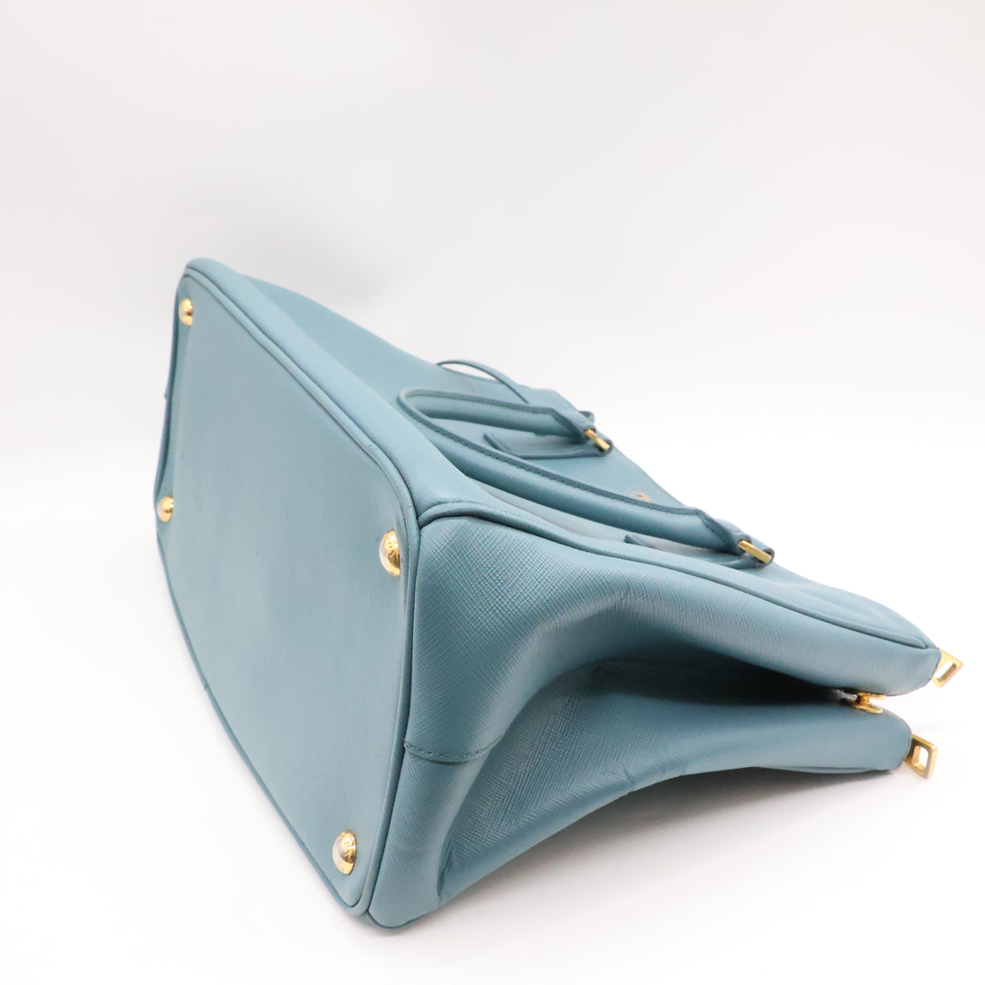 Prada Galleria Saffiano Tote  Blue Leather Handbag