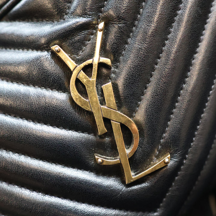 Saint Laurent Medium YSL Black Lou Black Quilted Leather Crossbody Handbag