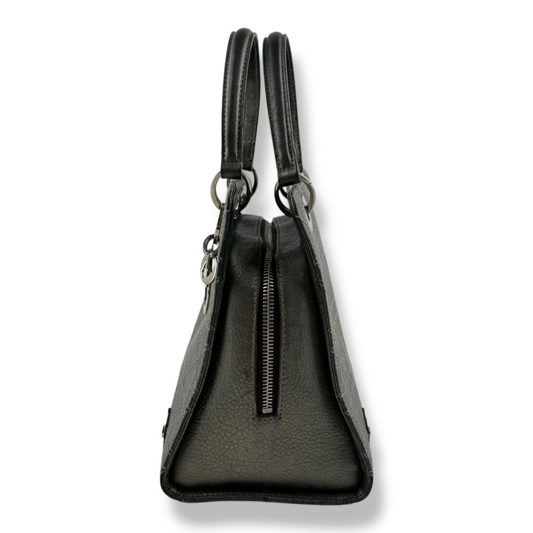 Christian Dior Cannage Grey Lady Dior Leather Handbag