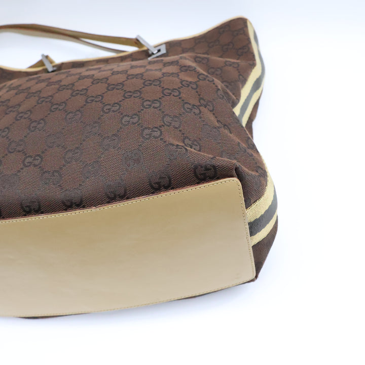 Gucci GG Brown/Beige Bucket Tote Handbag