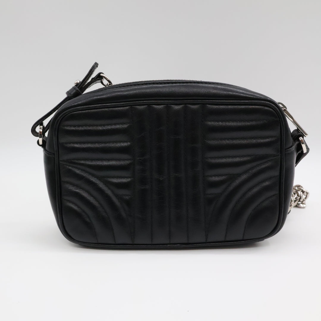 Prada Diagramme Black Calfskin Leather Camera Crossbody Handbag