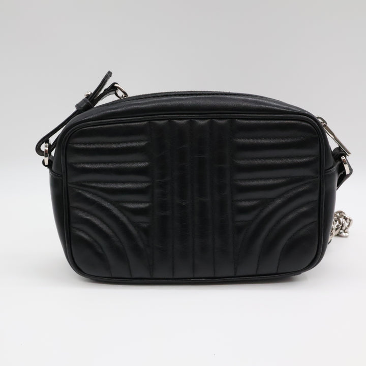 Prada Diagramme Black Calfskin Leather Camera Crossbody Handbag