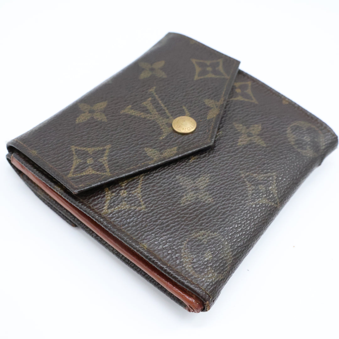 Louis Vuitton Vintage Brown Monogram V Flap Compact Bifold Wallet Purse Good/Very Good Condition