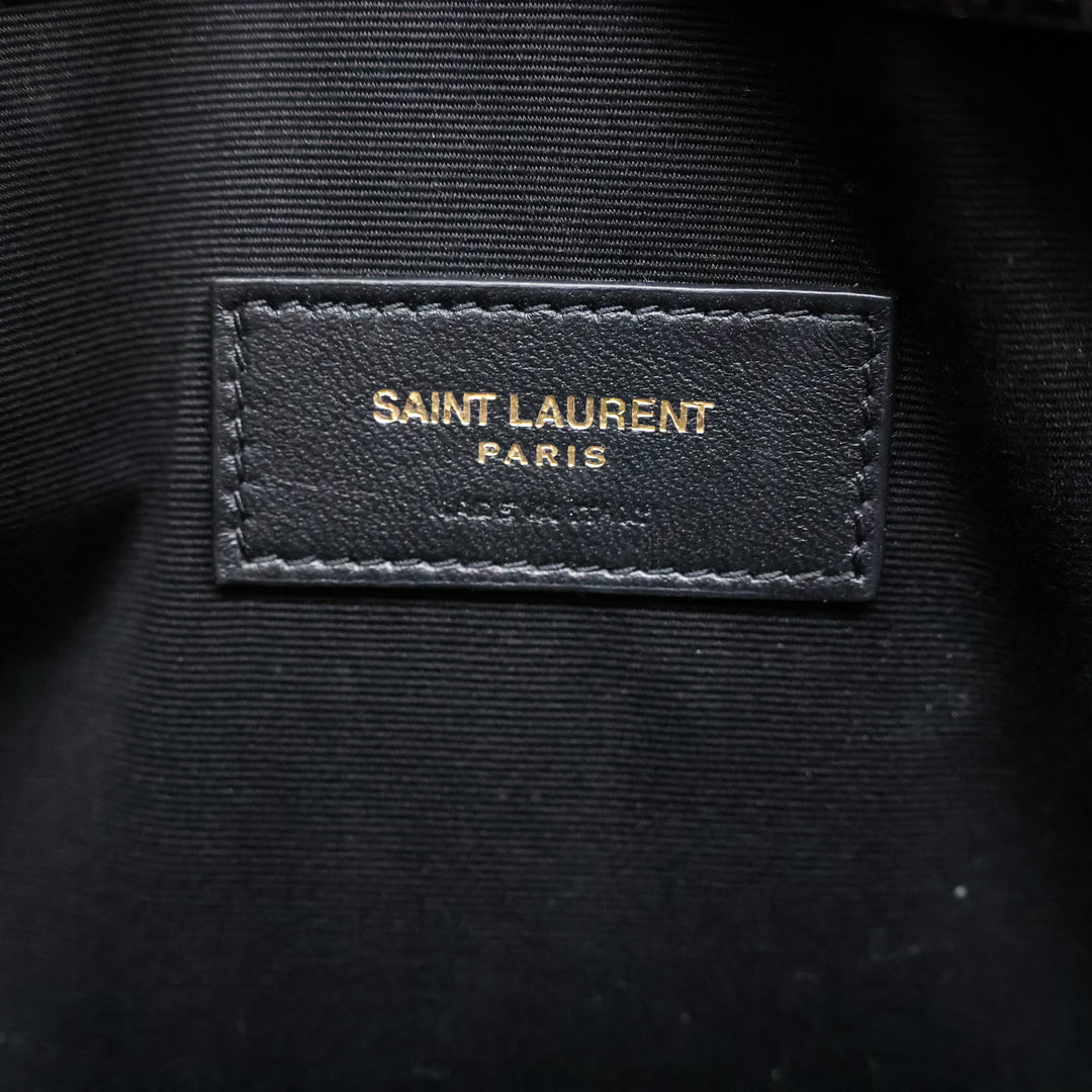 Saint Laurent YSL Croc Uptown Black/Gold Leather Clutch Bag