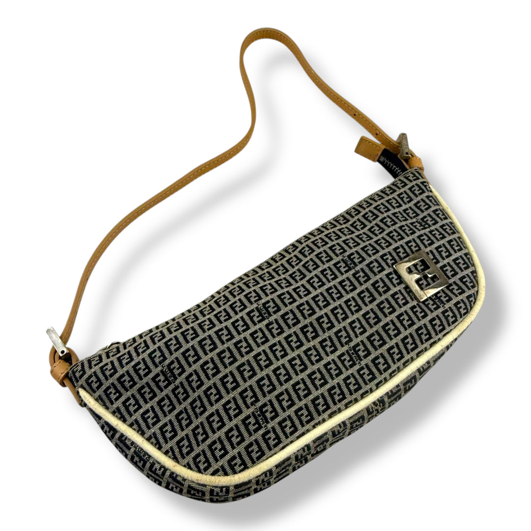 Fendi Grey Zucca Canvas Shoulder Handbag