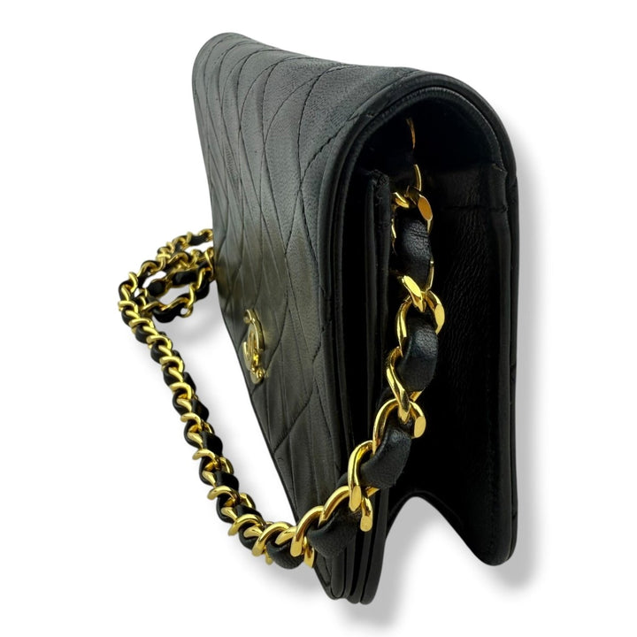 Chanel CC Mini Black Push Lock Single Flap Lambskin Shoulder Handbag