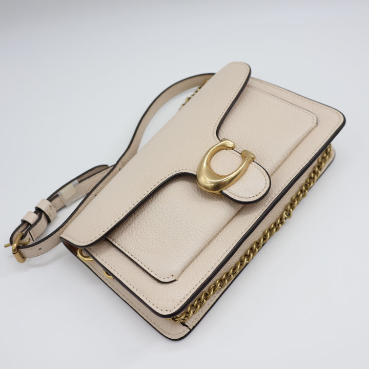 Coach Tabby Wallet On Chain Cream Leather Handbag